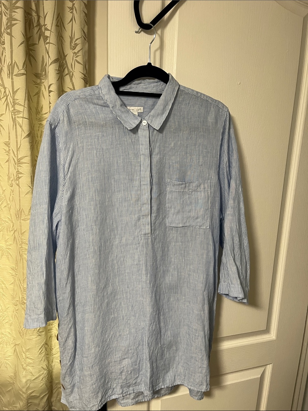 J. Jill Light Blue Pinstripe Tunic Top
